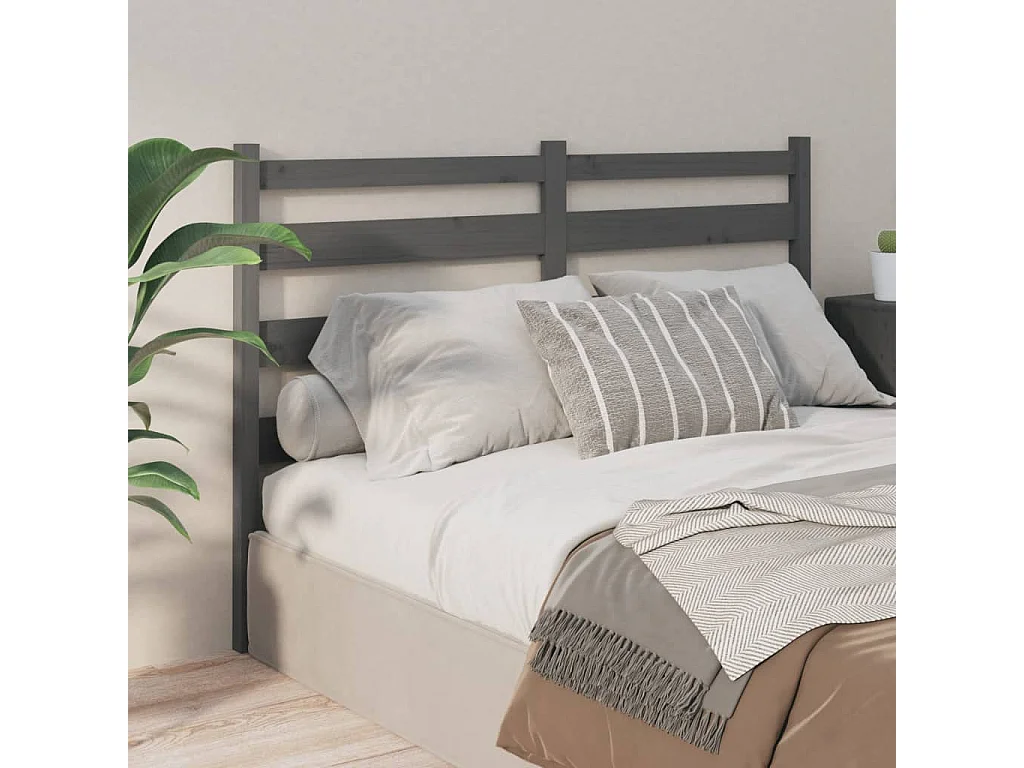 Testiera per Letto Grigia 126x4x100cm in Legno Massello di Pino