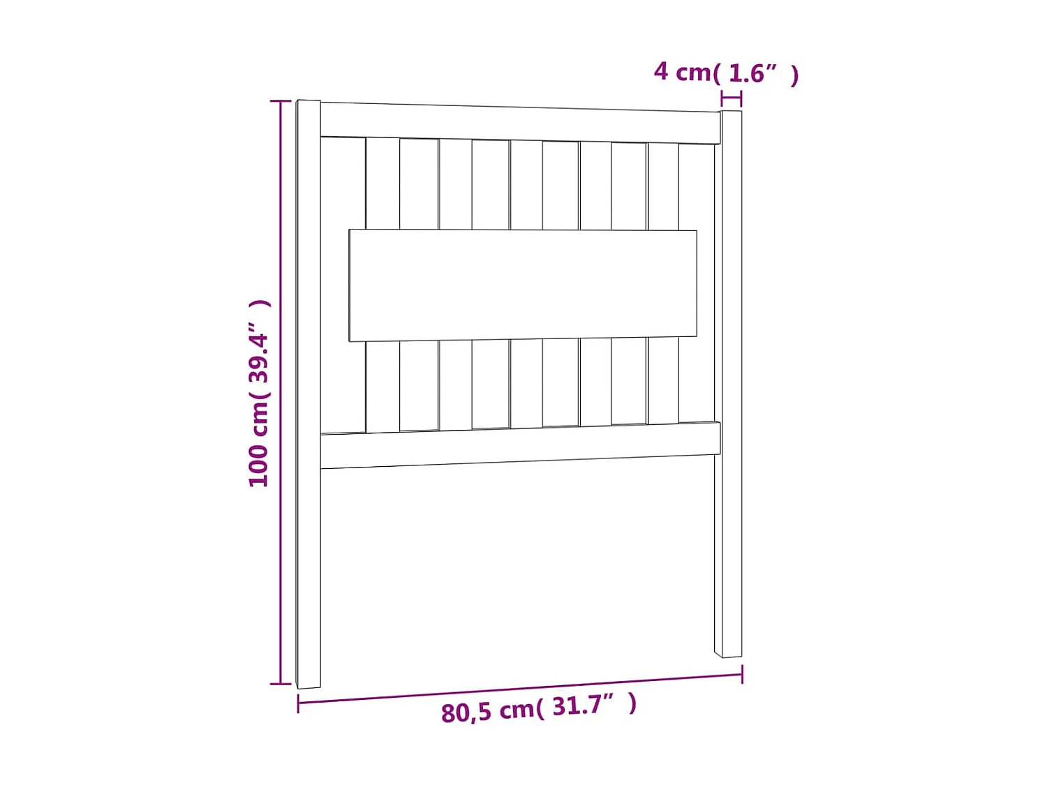 Testiera per Letto ambra 80,5x4x100cm in Legno Massello di Pino