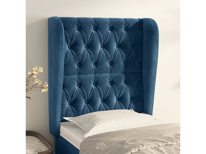 Kopfteil mit Ohren Dunkelblau 83x23x118/128 cm Samt