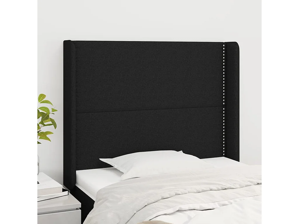 Kopfteil mit Ohren Schwarz 103x16x118/128 cm Stoff