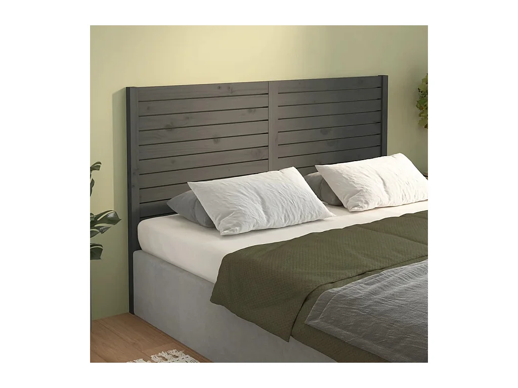 Hoofdbord 126x4x100 cm massief grenenhout grijs