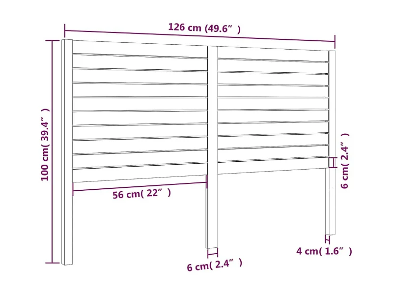 Hoofdbord 126x4x100 cm massief grenenhout grijs