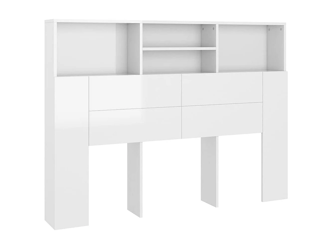 Armário de cabeceira 140x19x103,5 cm branco brilhante