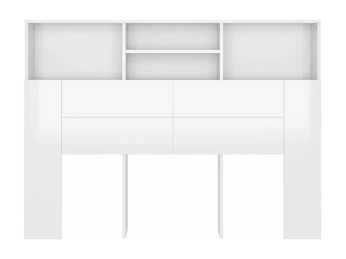 Armário de cabeceira 140x19x103,5 cm branco brilhante