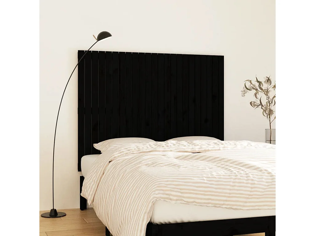 Wandhoofdbord 146,5x3x110 cm massief grenenhout zwart