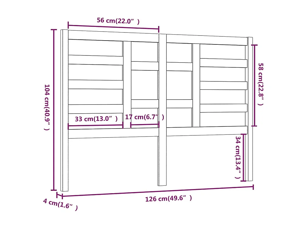 Tête de lit Marron miel 126x4x104 cm Bois massif de pin