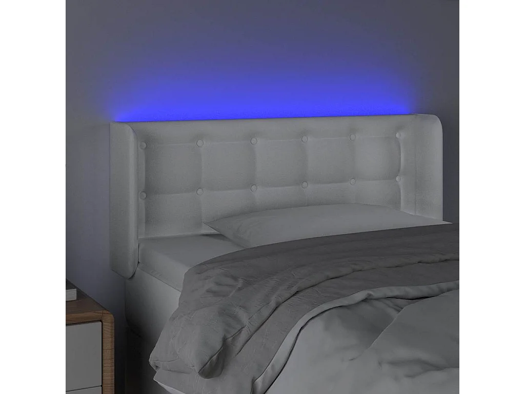 Tête de lit à LED Blanc 83x16x78/88 cm Similicuir