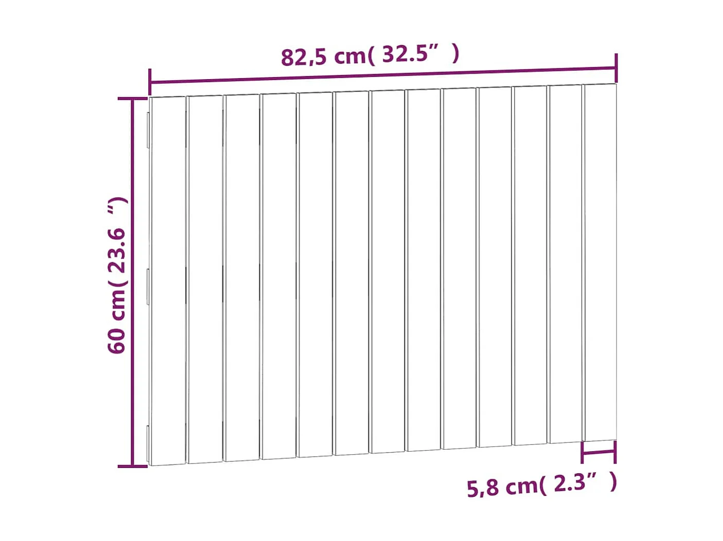 Wandhoofdbord 82,5x3x60 cm massief grenenhout wit