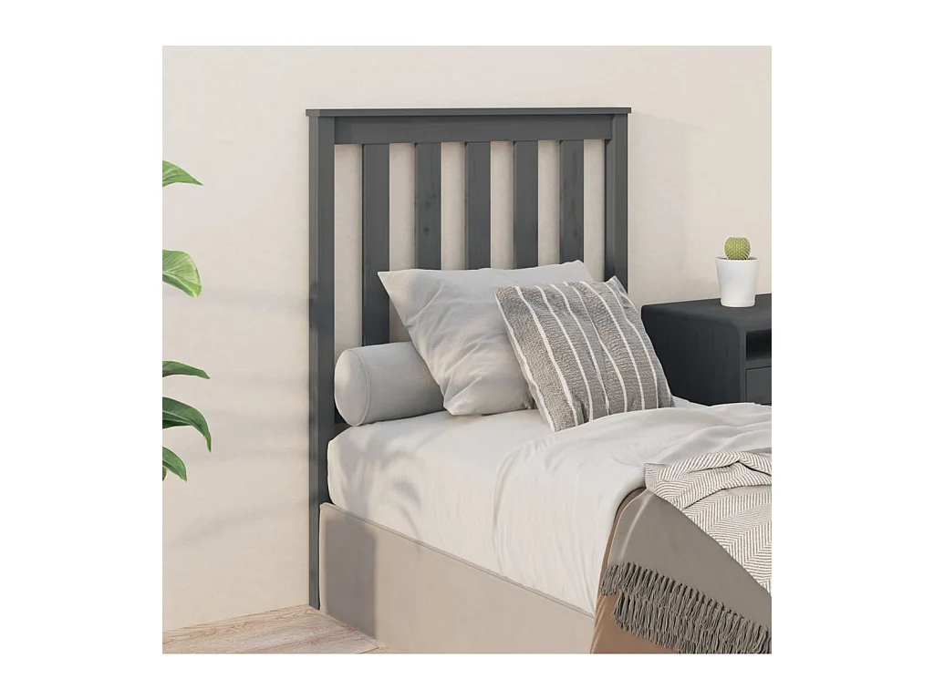 Tête de lit Gris 81x6x101 cm Bois massif de pin