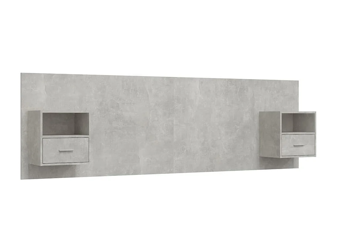 Tête de lit avec armoires Gris béton Bois d'ingénierie