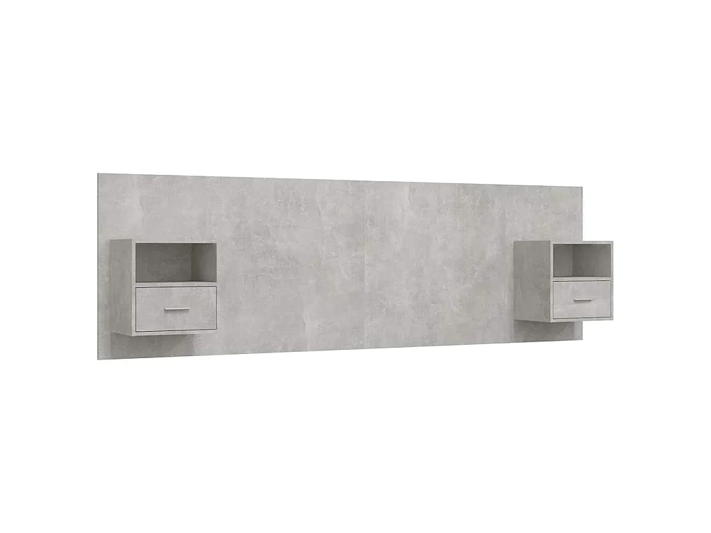 Tête de lit avec armoires Gris béton Bois d'ingénierie