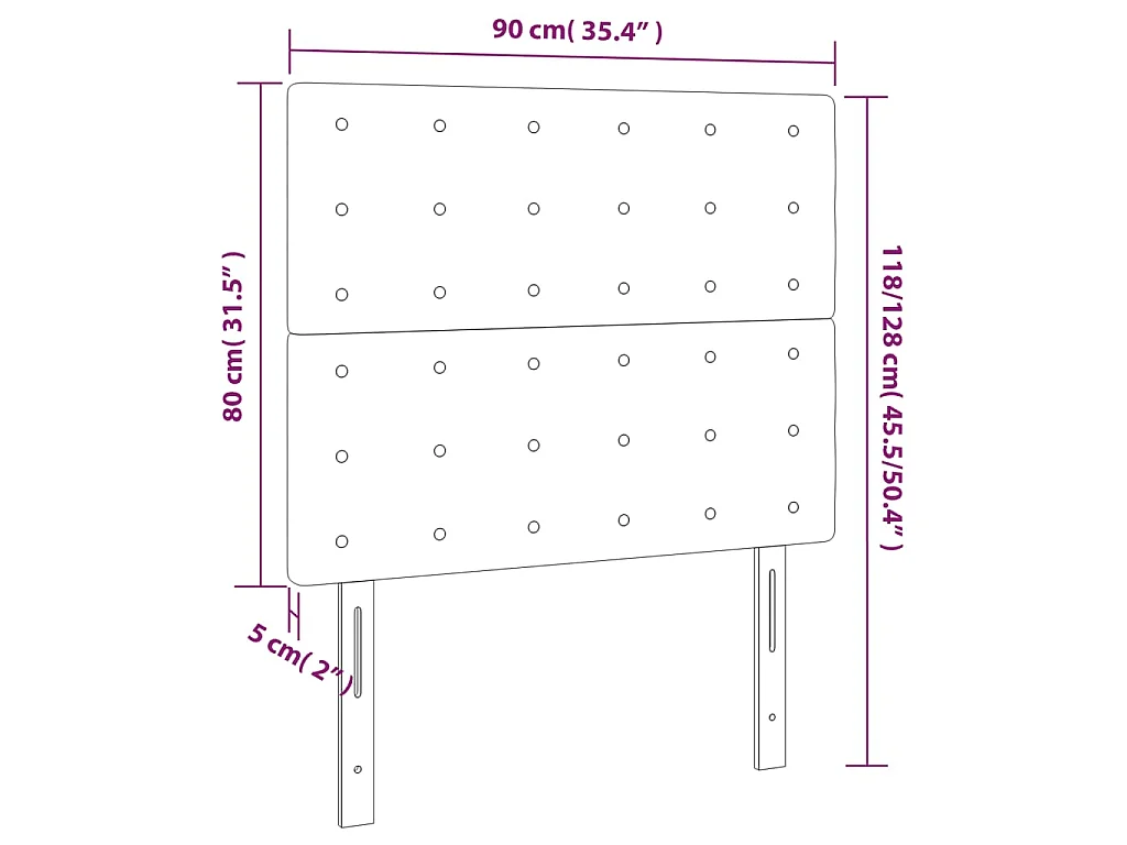 LED Kopfteil Weiß 90x5x118/128 cm Kunstleder