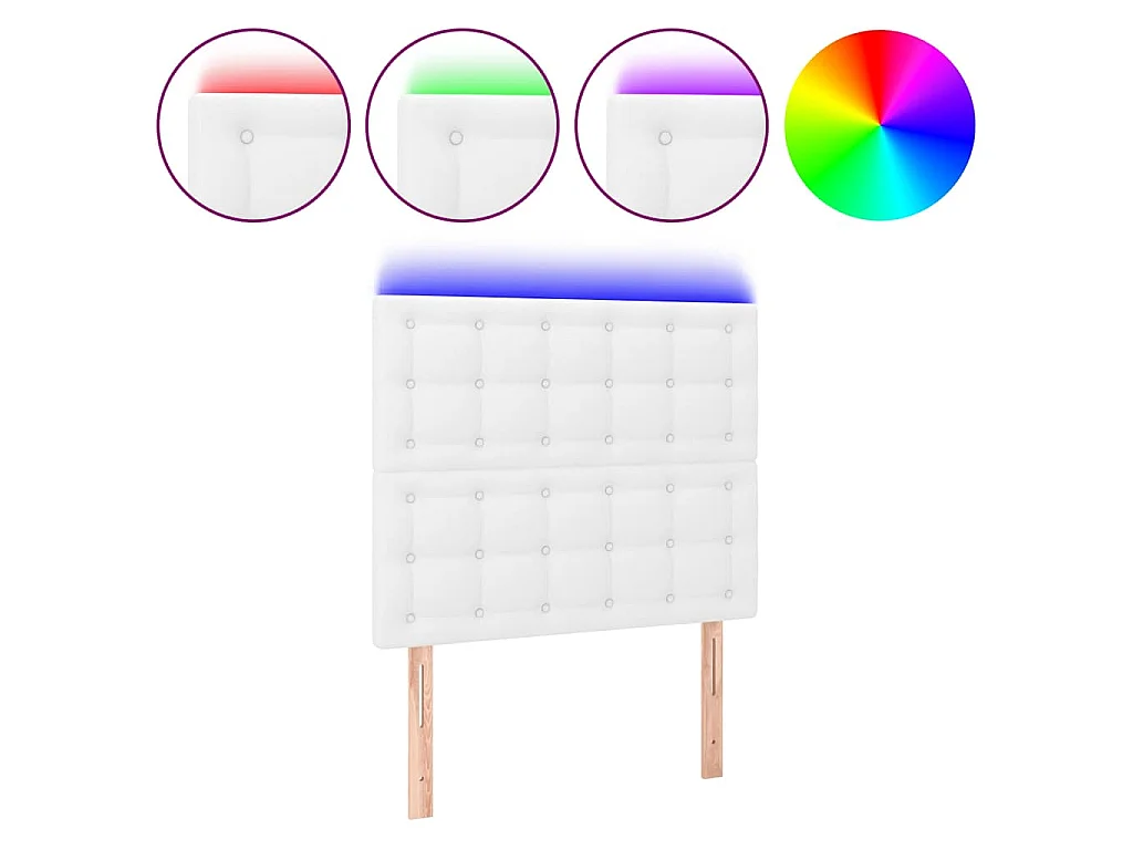Tête de lit à LED Blanc 90x5x118/128 cm Similicuir
