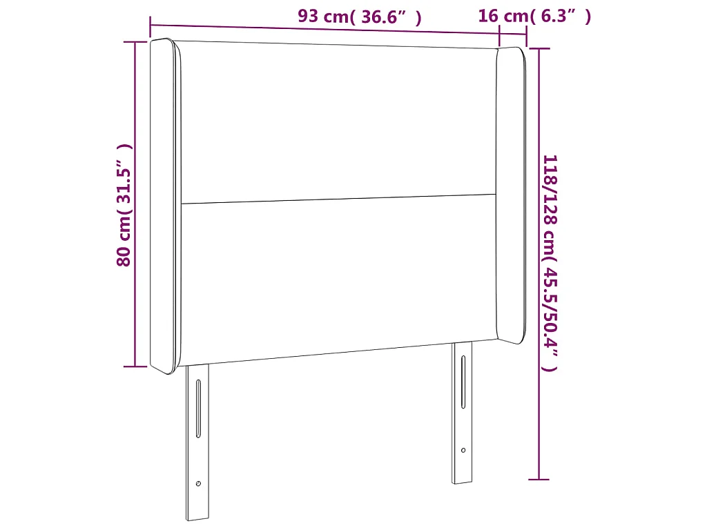 Hoofdbord LED 93x16x118/128 cm stof donkergrijs