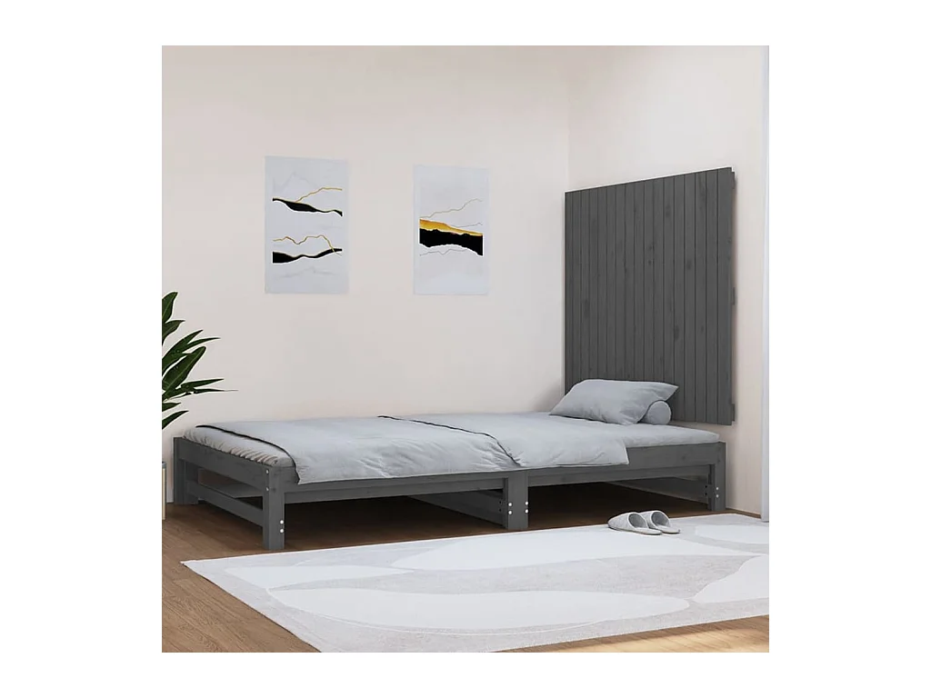 Tête de lit murale Gris 108x3x90 cm Bois massif de pin