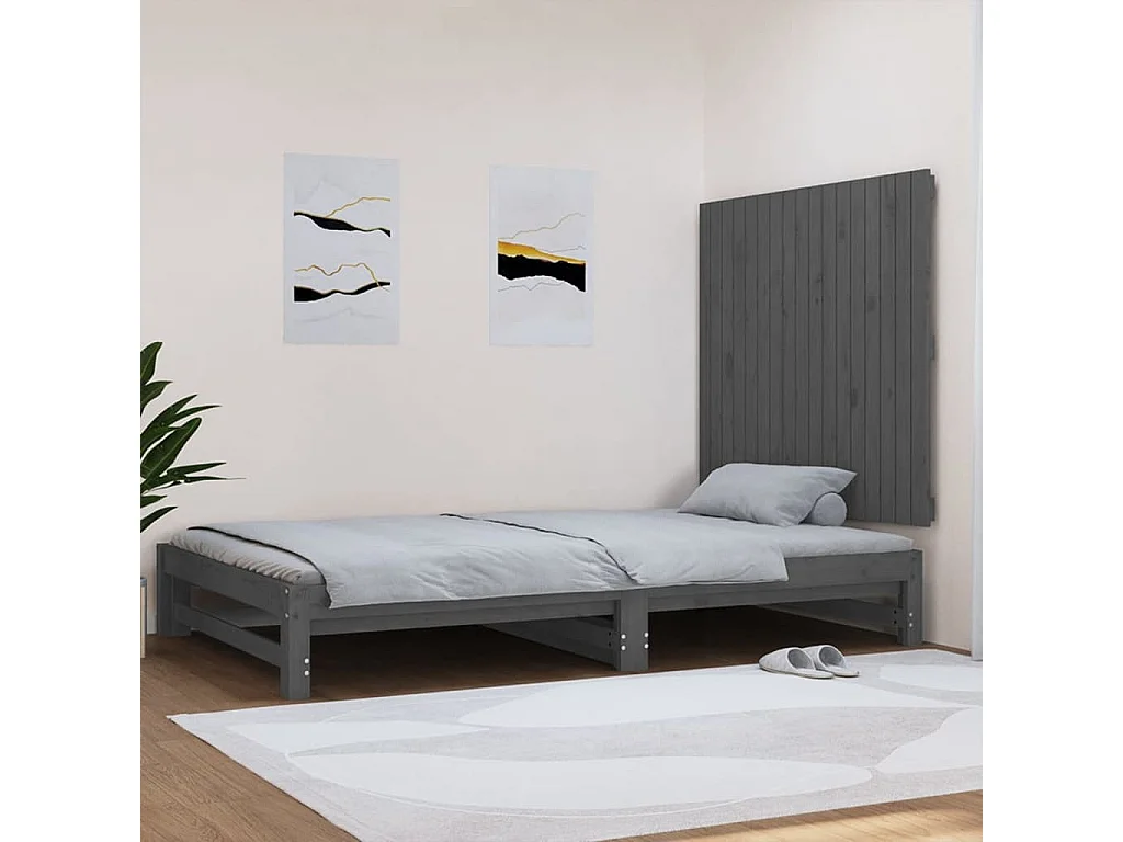 Wand-Kopfteil Grau 108x3x90 cm Massivholz Kiefer