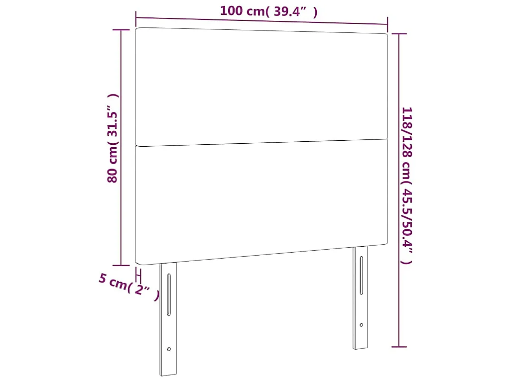 Hoofdbord lichtgrijs 100x5x118/128 cm stof