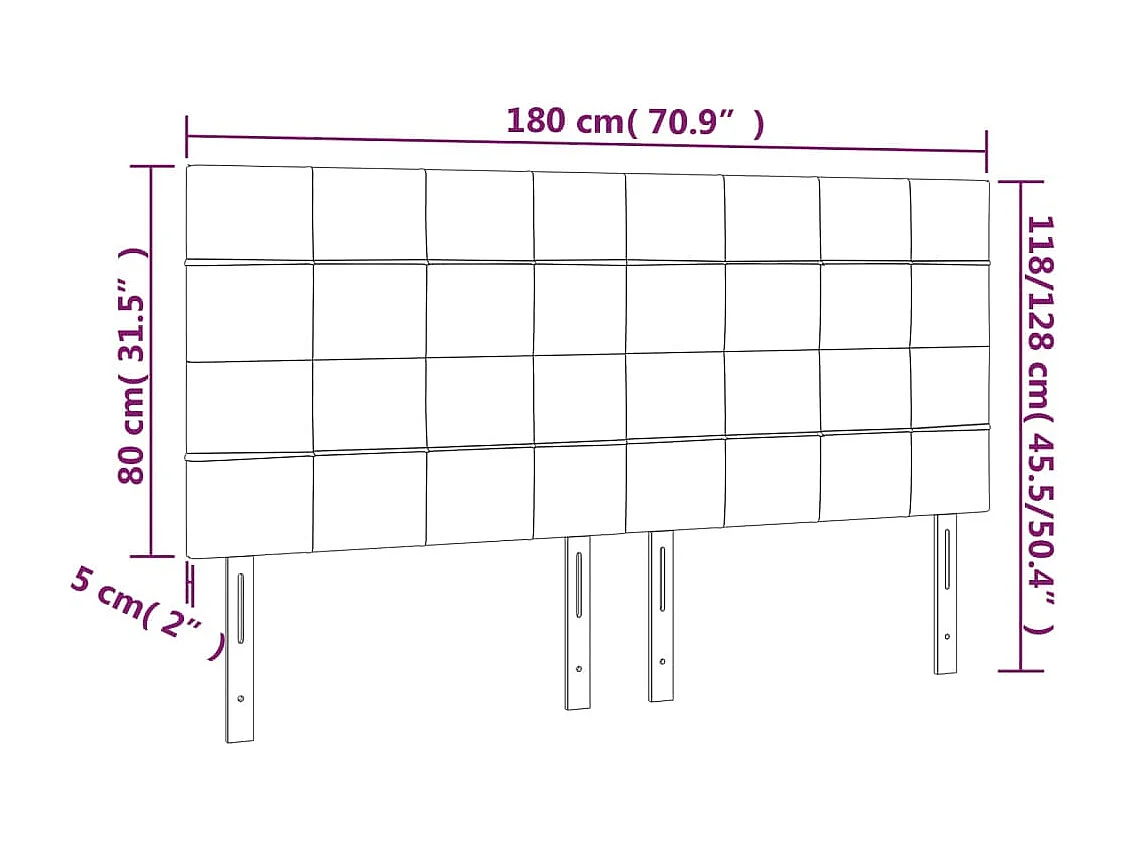 Tête de lit Gris foncé 180 x 5 x 118/128 cm Velours