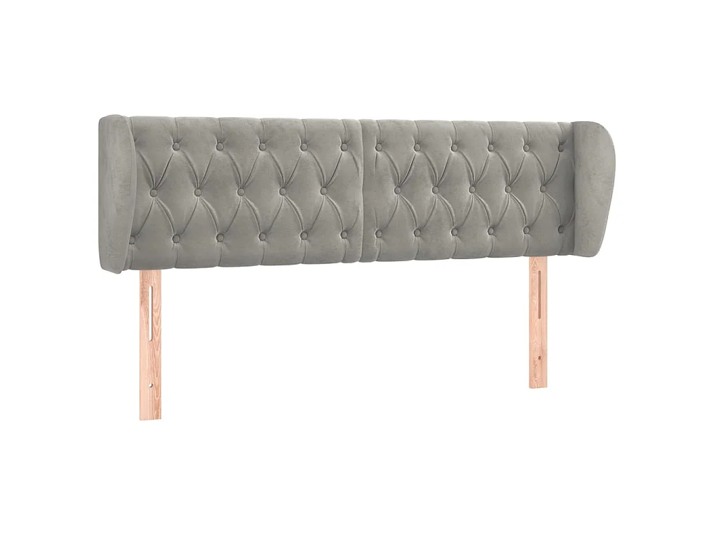 Tête de lit avec oreilles Gris clair 163x23x78/88 cm Velours
