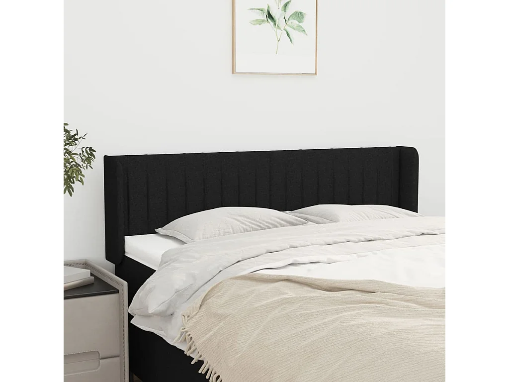 Kopfteil mit Ohren Schwarz 147x16x78/88 cm Stoff