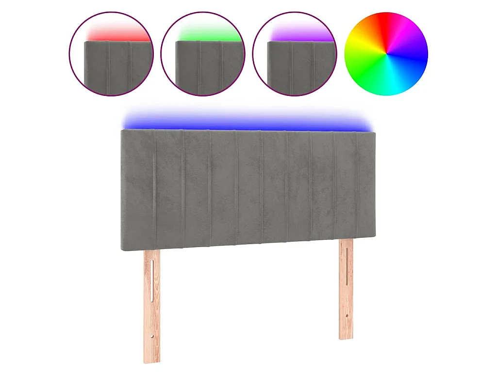 Hoofdbord LED 90x5x78/88 cm fluweel lichtgrijs