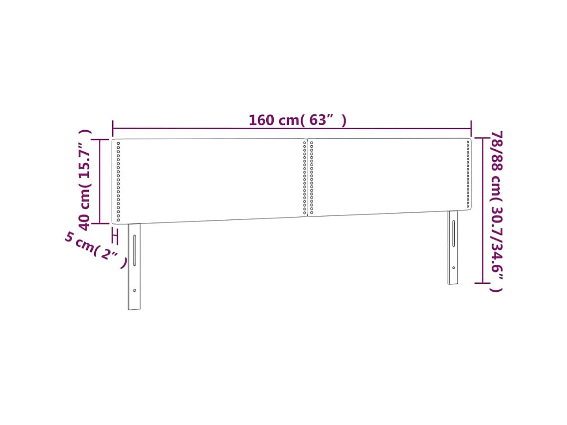 Tête de lit à LED Gris foncé 160x5x78/88 cm Velours