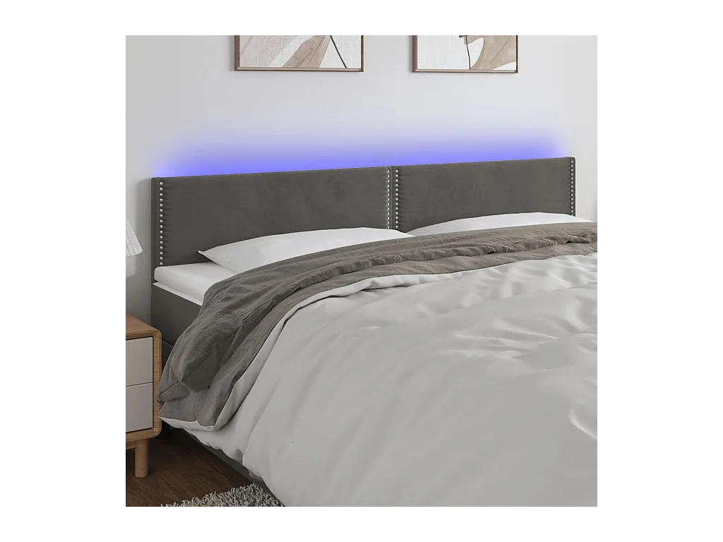 Tête de lit à LED Gris foncé 160x5x78/88 cm Velours