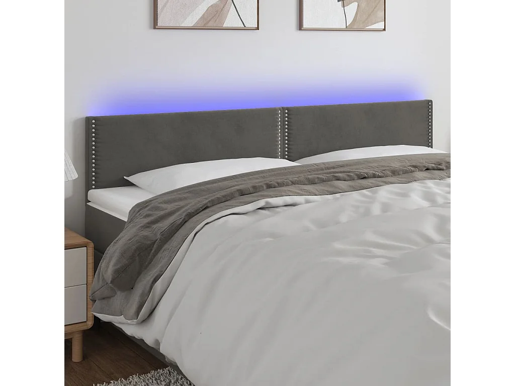 Hoofdbord LED 160x5x78/88 cm fluweel donkergrijs