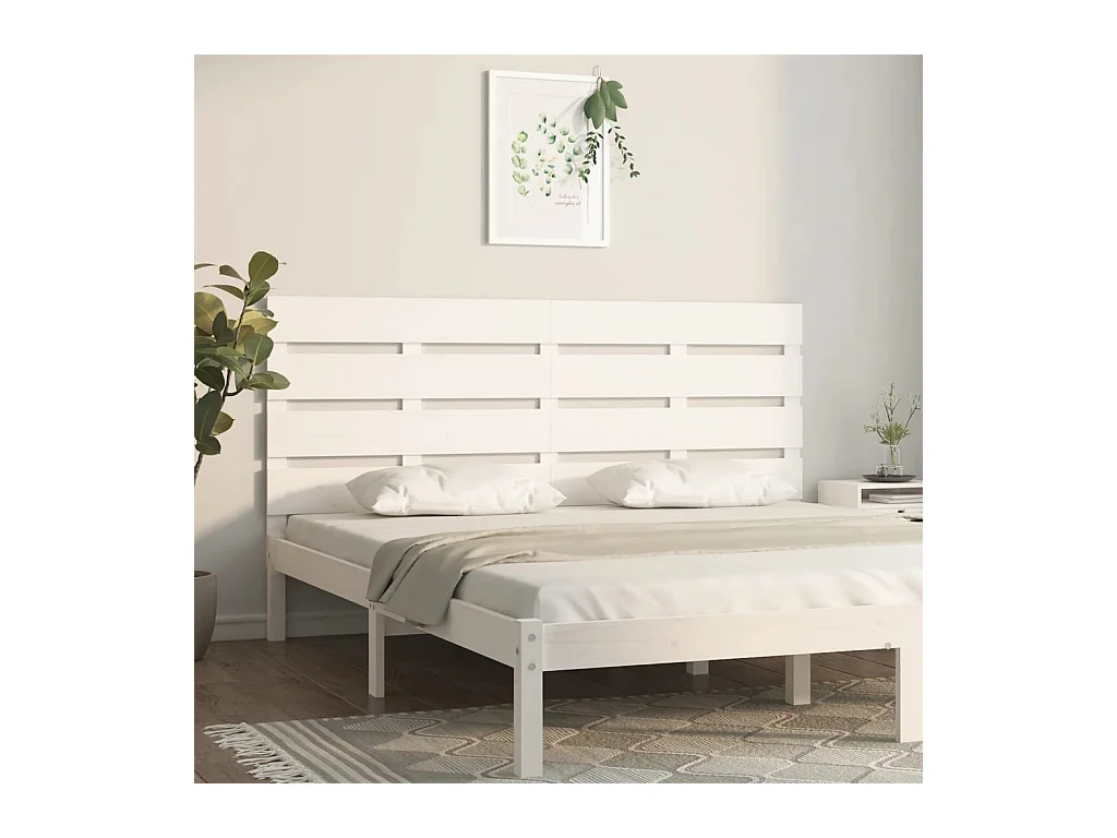 Hoofdbord 120x3x80 cm massief grenenhout wit
