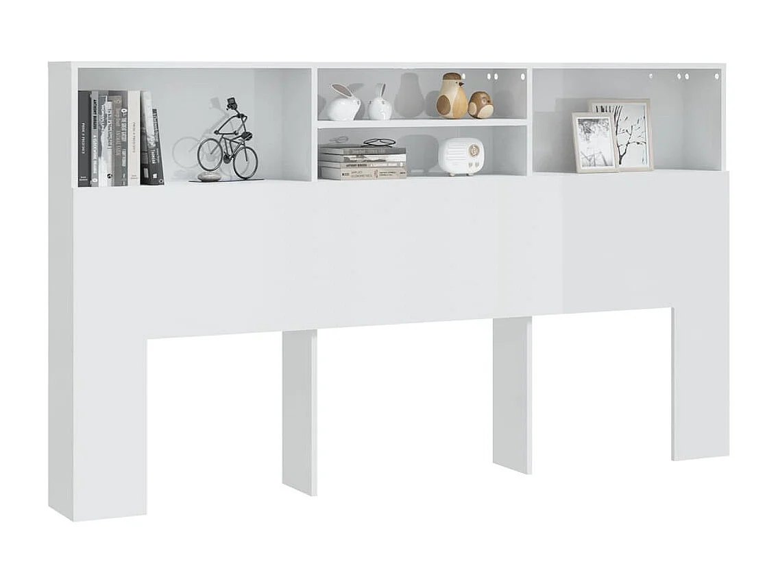 Testiera con Scomparti Bianco Lucido 180x19x103,5 cm