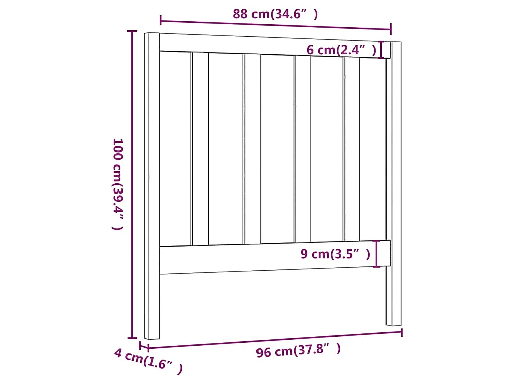 Tête de lit Gris 96x4x100 cm Bois massif de pin