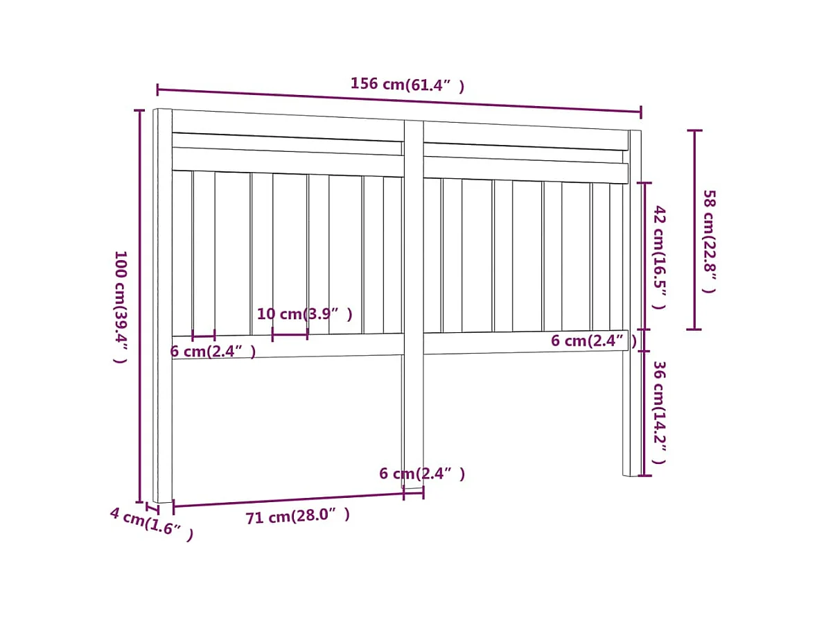 Testiera per Letto Grigia 156x4x100cm in Legno Massello di Pino