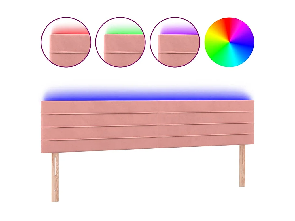 LED Kopfteil Rosa 200x5x78/88 cm Samt