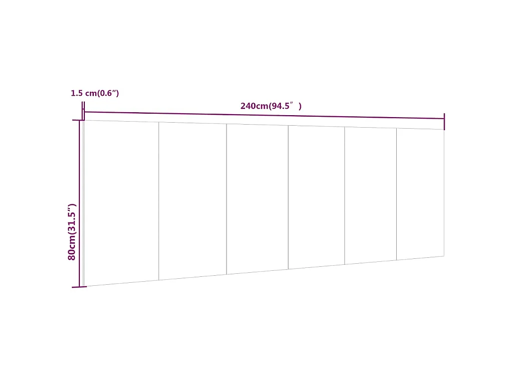 Tête de lit murale Blanc 240x1,5x80 cm Bois d'ingénierie