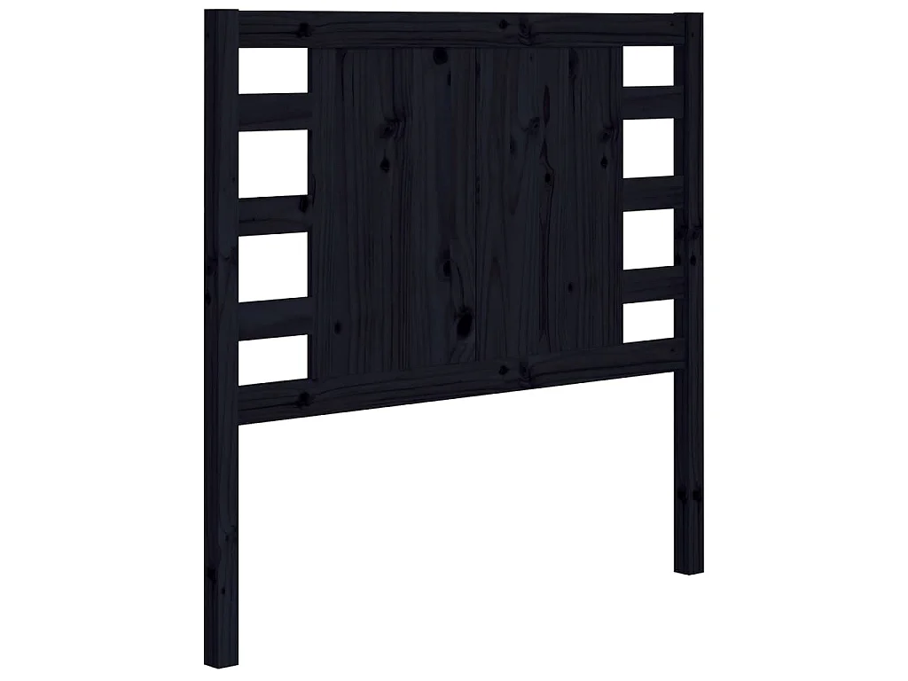 Testiera per Letto Nera 96x4x100 cm in Legno Massello di Pino