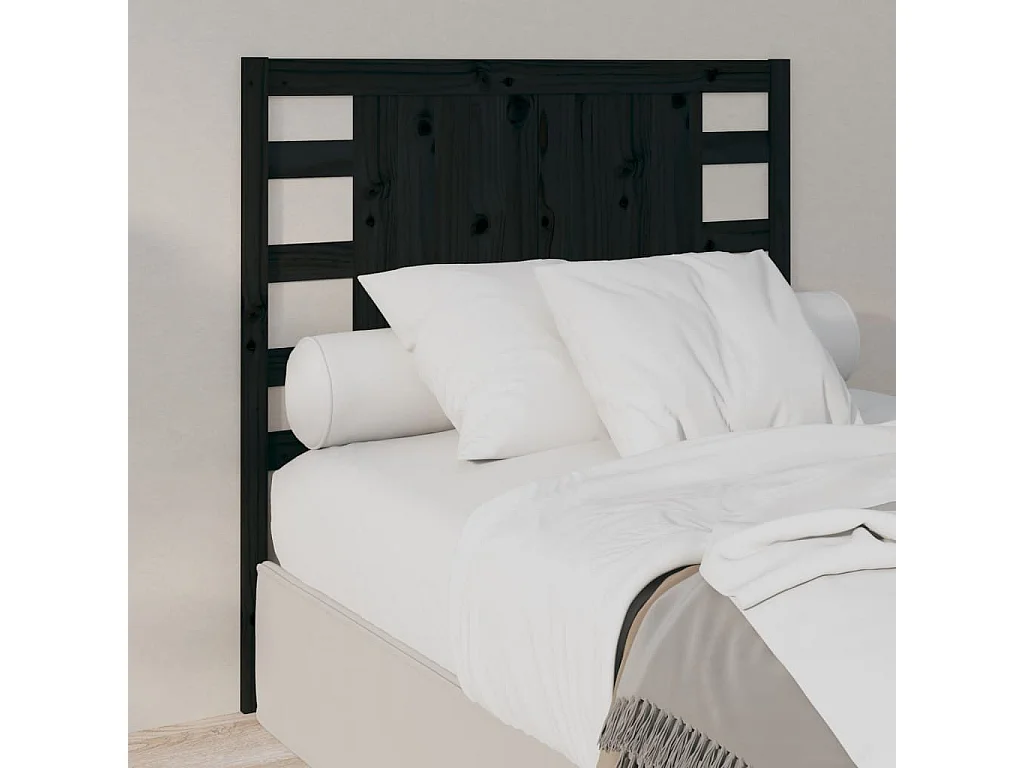Testiera per Letto Nera 96x4x100 cm in Legno Massello di Pino