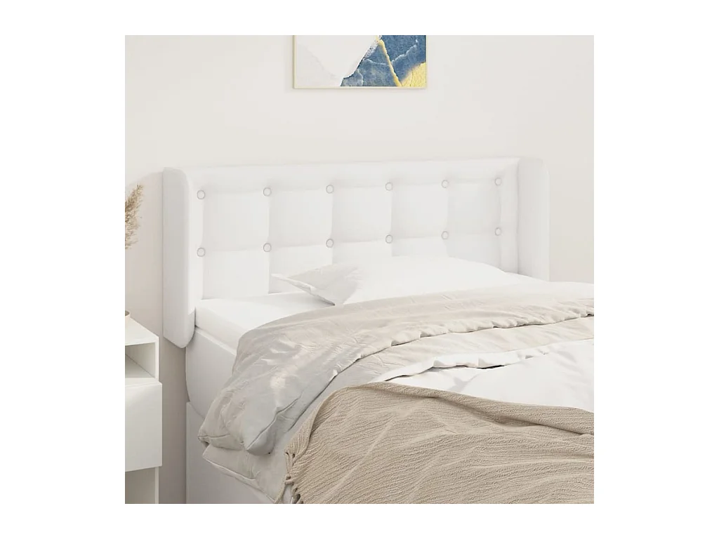 Tête de lit avec oreilles Blanc 103x16x78/88 cm Similicuir
