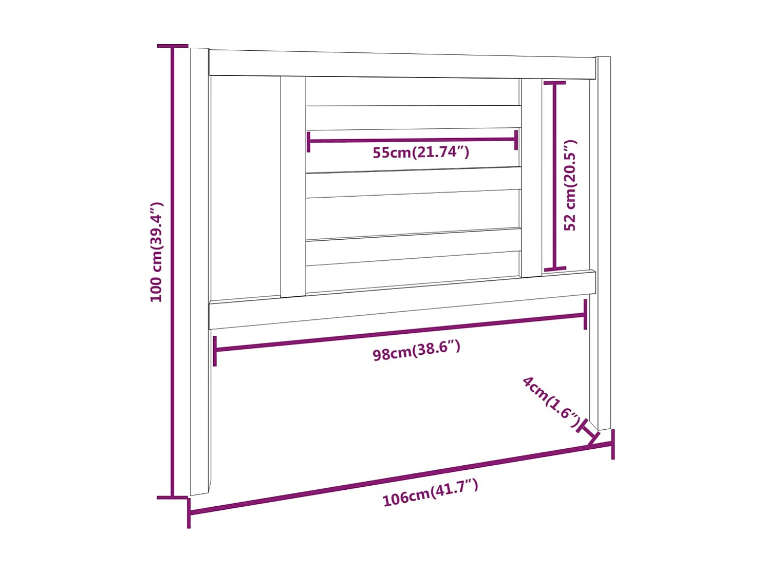 Cabeceira de cama 106x4x100 cm pinho maciço castanho mel