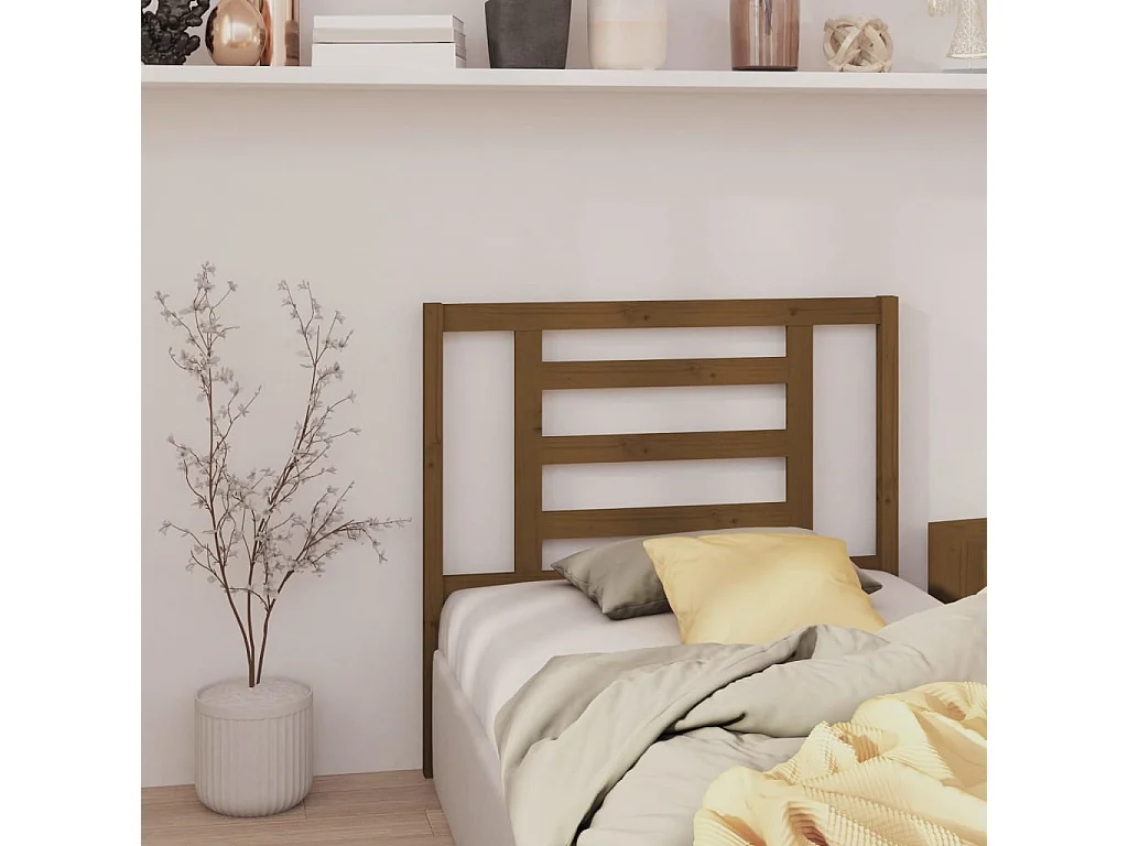 Cabeceira de cama 106x4x100 cm pinho maciço castanho mel