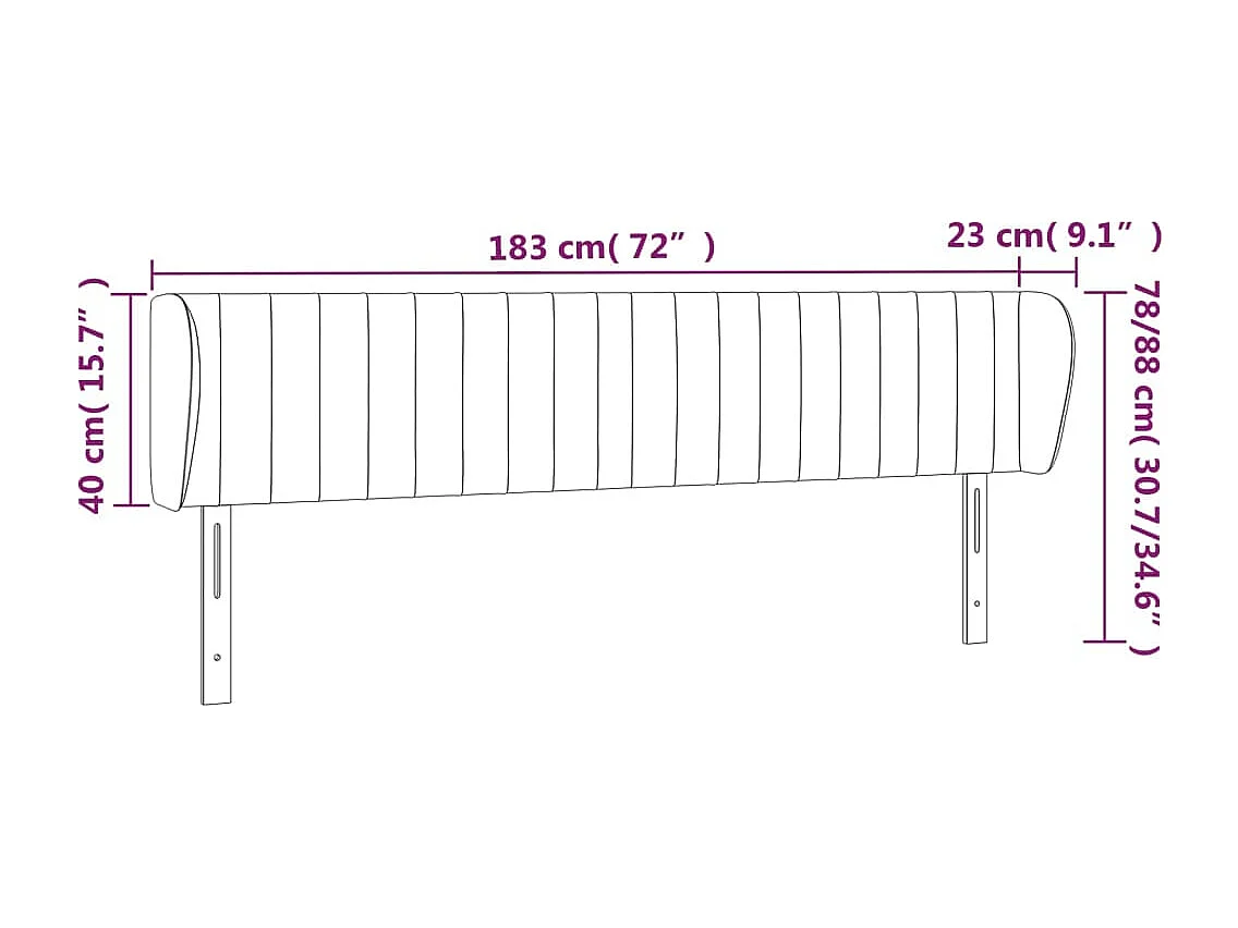 Kopfteil mit Ohren Dunkelgrau 183x23x78/88 cm Stoff