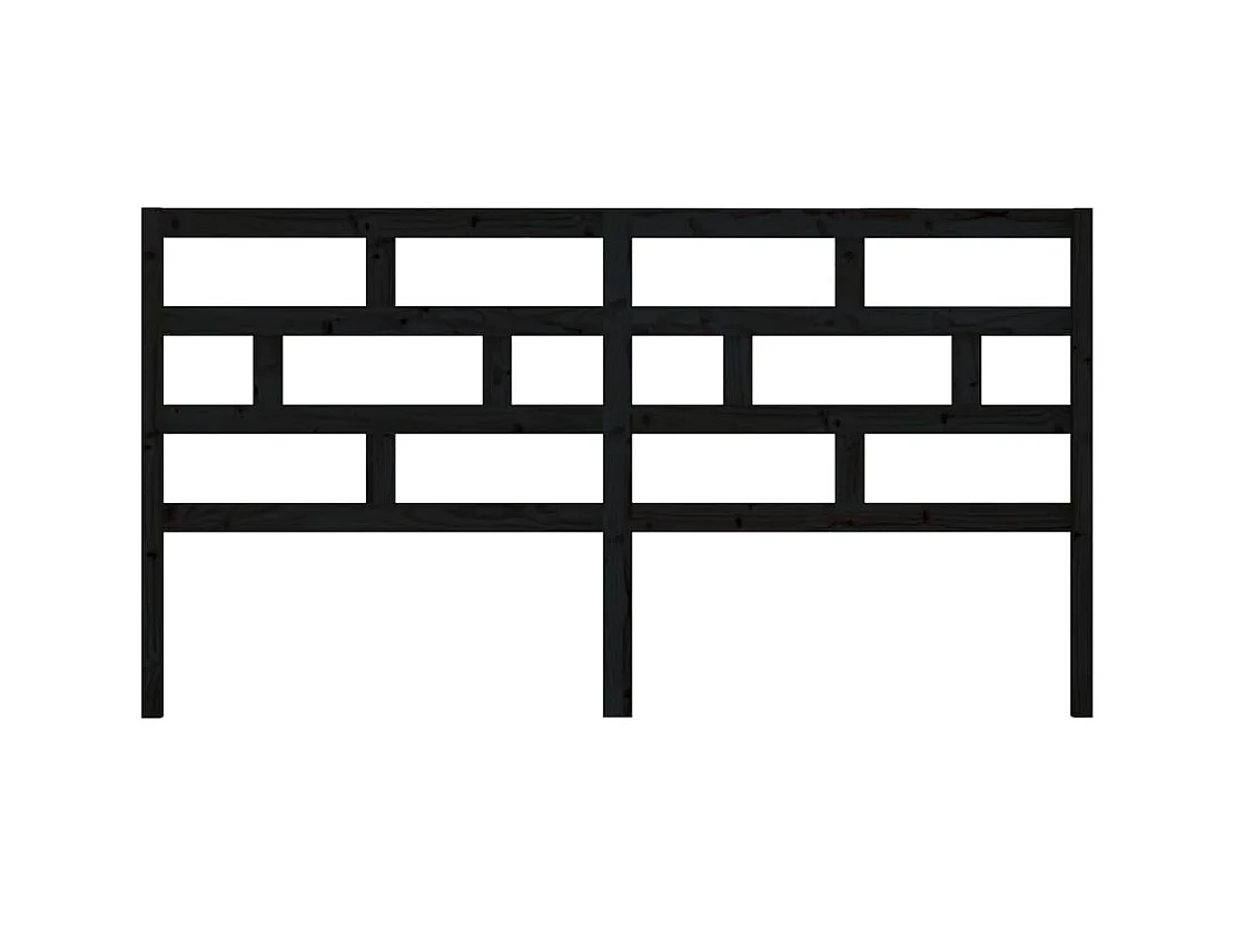 Tête de lit Noir 206x4x100 cm Bois massif de pin