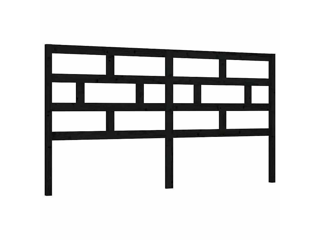 Tête de lit Noir 206x4x100 cm Bois massif de pin