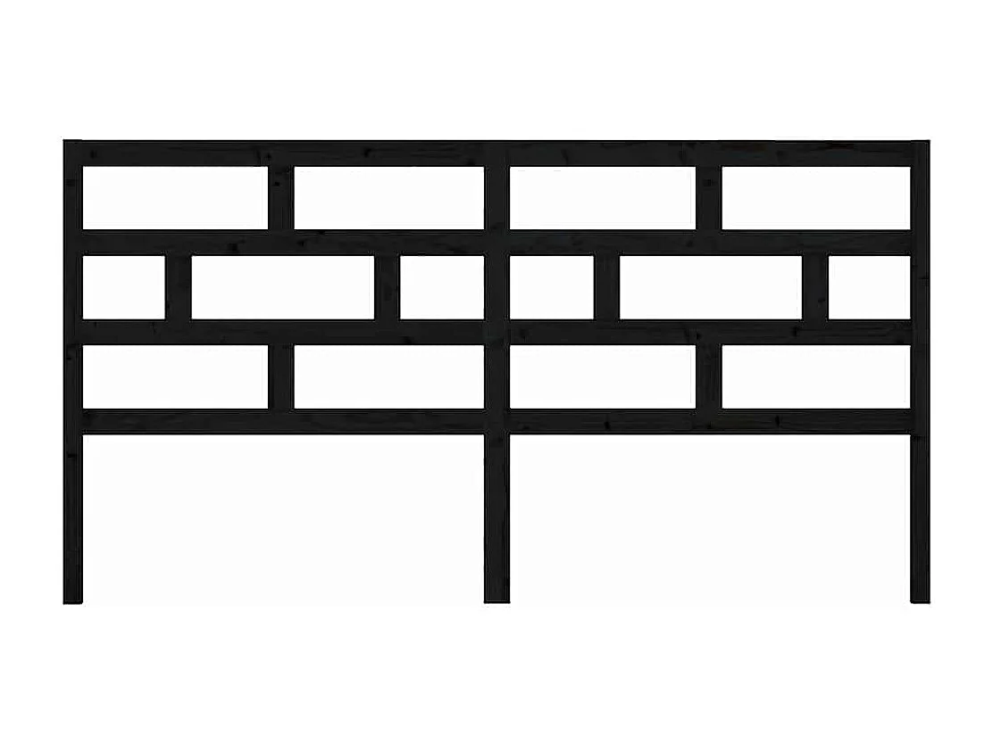 Tête de lit Noir 206x4x100 cm Bois massif de pin