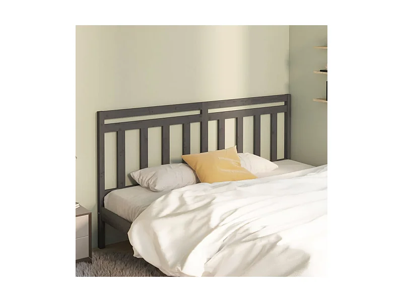 Hoofdbord 186x4x100 cm massief grenenhout grijs