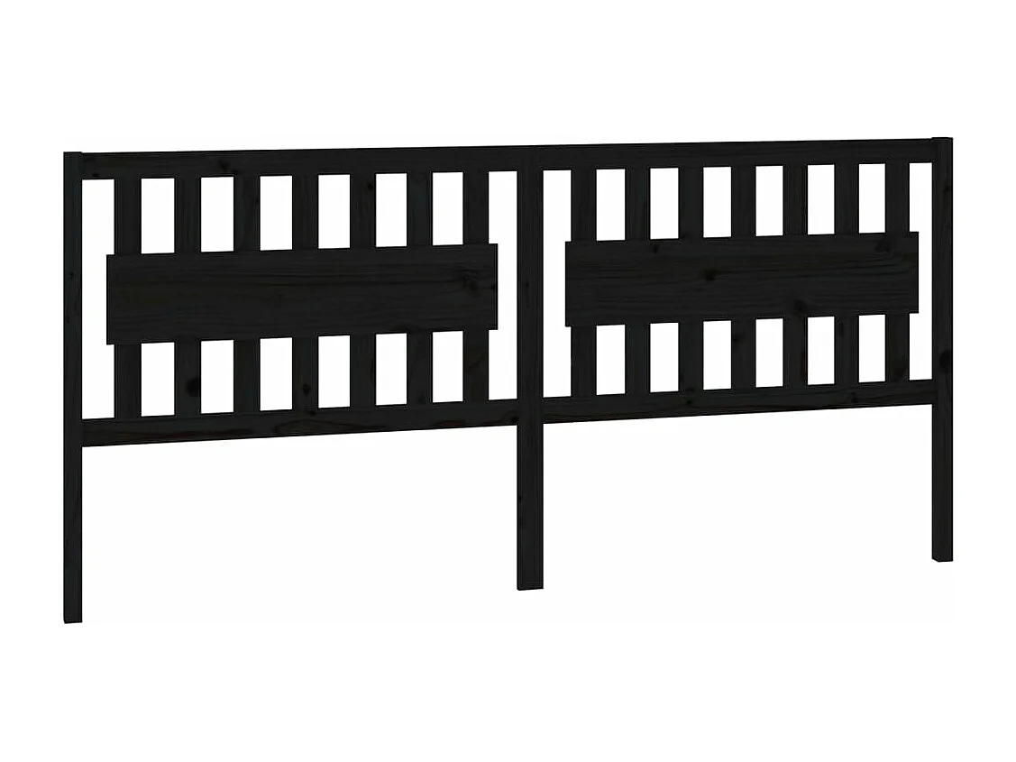 Tête de lit Noir 205,5x4x100 cm Bois massif de pin