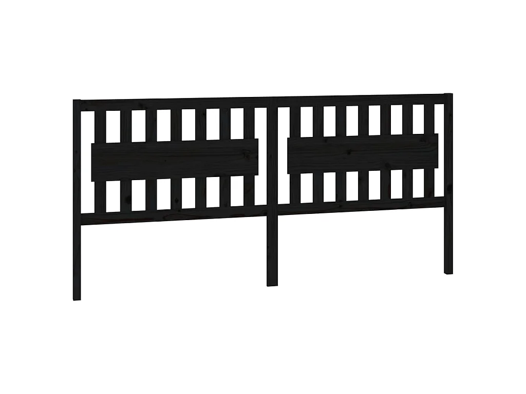 Testiera per Letto Nera 205,5x4x100cm in Legno Massello di Pino