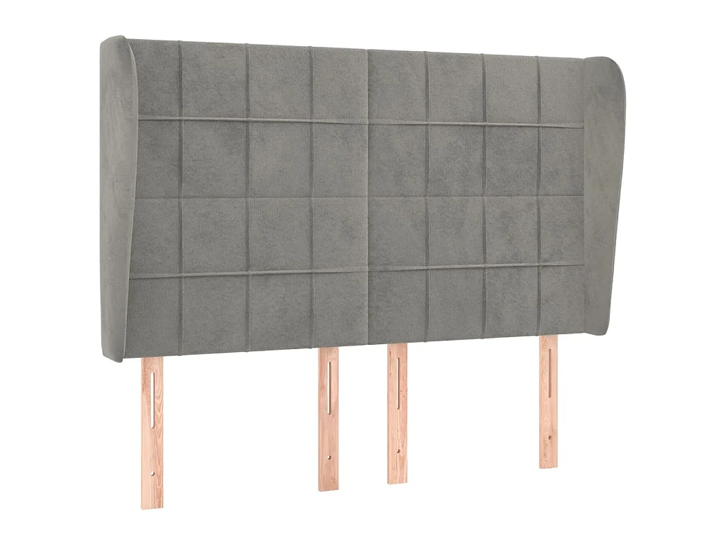 Hoofdbord met randen 147x23x118/128 cm fluweel lichtgrijs