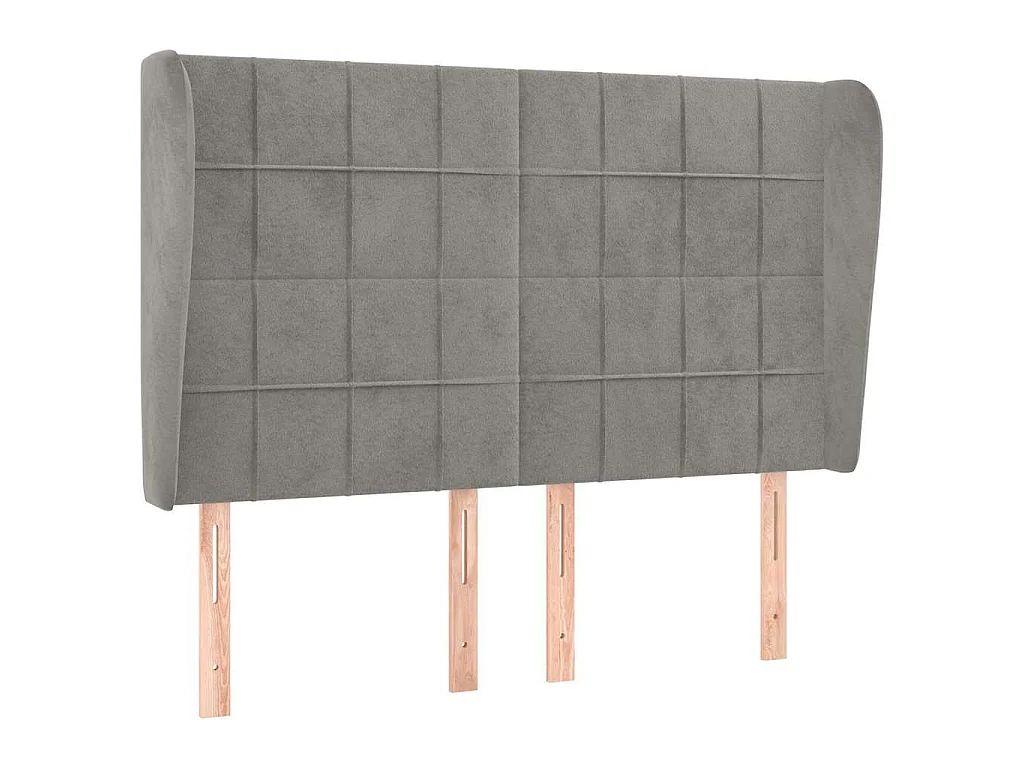 Testiera ad Orecchio Grigio Chiaro 147x23x118/128 cm in Velluto