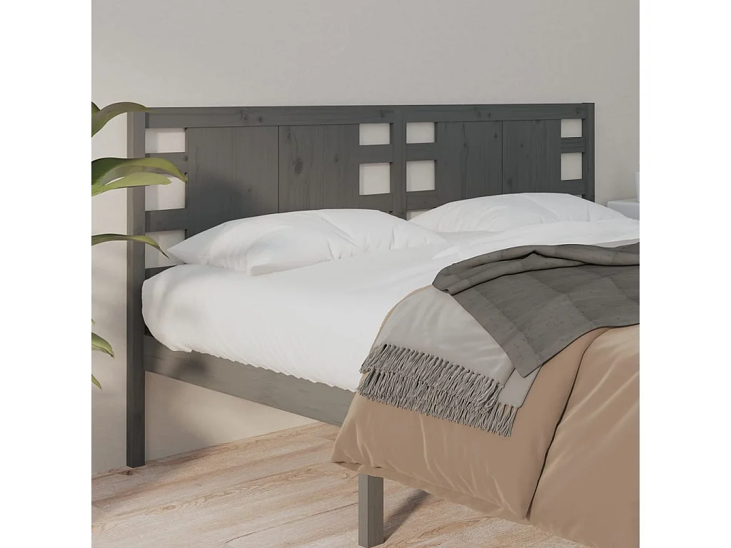 Tête de lit Gris 126x4x100 cm Bois massif de pin