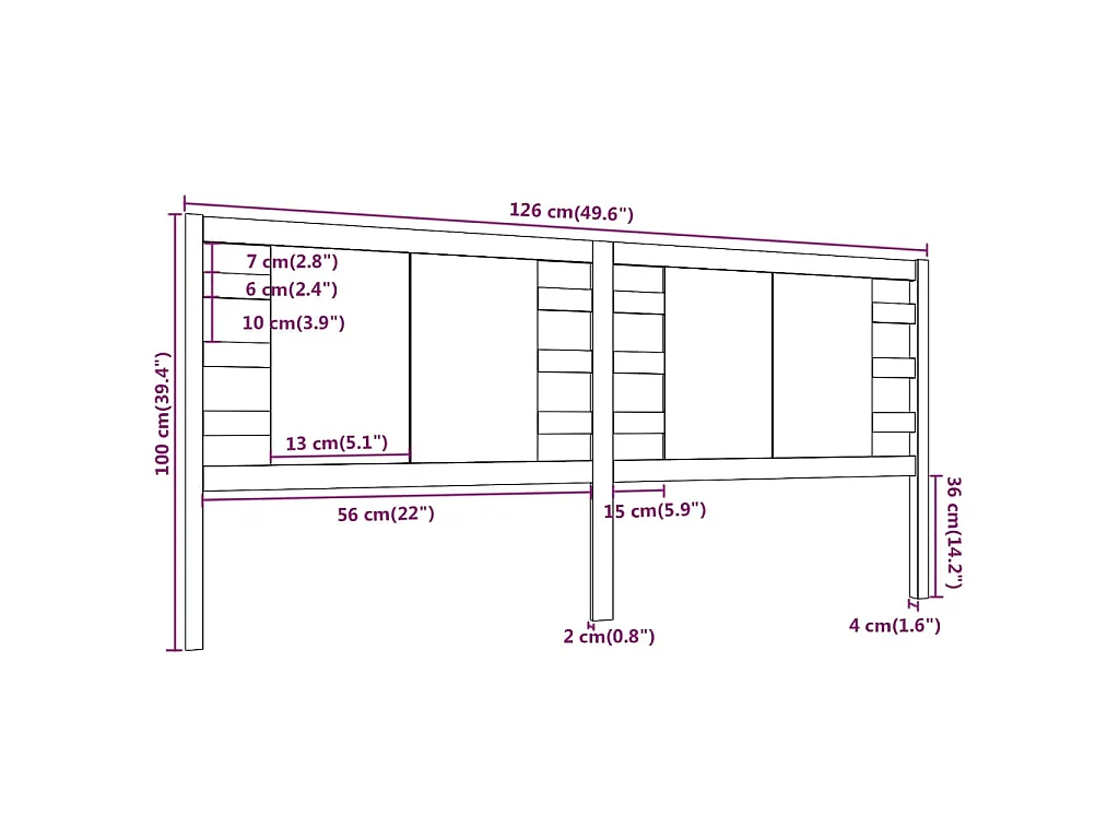 Tête de lit Gris 126x4x100 cm Bois massif de pin